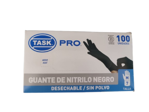 Guantes negros sin polvo de nitrilo desechable