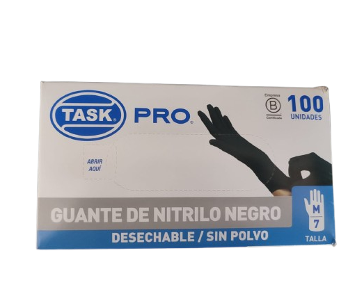 Guantes negros sin polvo de nitrilo desechable